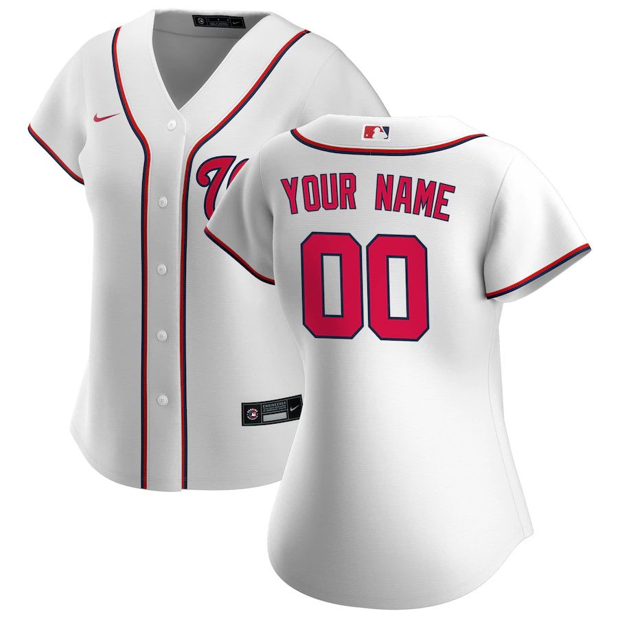 Womens Washington Nationals Nike White Home Replica Custom MLB Jerseys->customized mlb jersey->Custom Jersey
